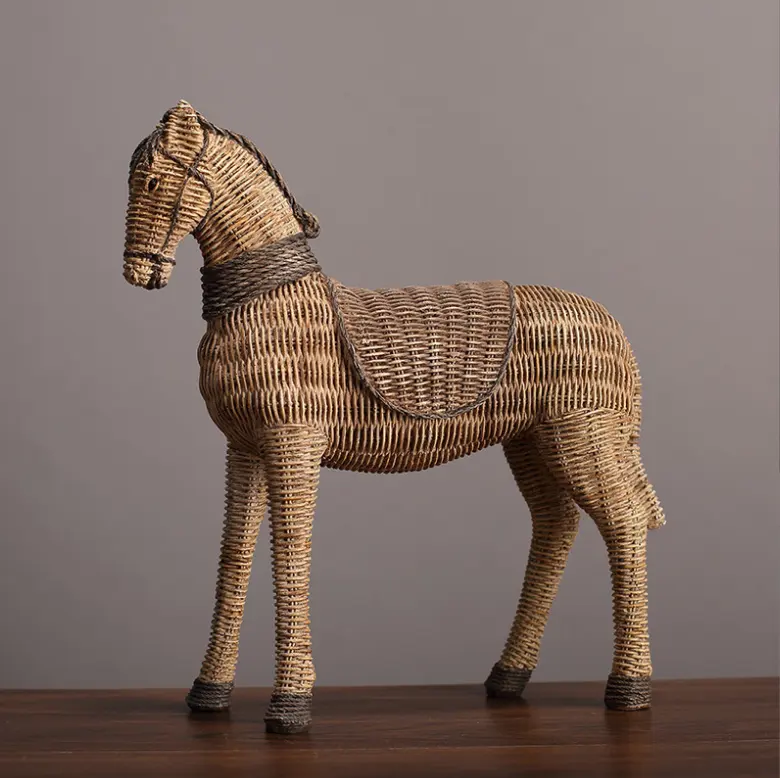 Samll rattan cavalo decoração do modelo 3d