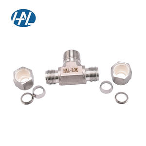 Thép không gỉ đôi <span class=keywords><strong>ferrule</strong></span> phù hợp 1/4 "kết nối đôi <span class=keywords><strong>ferrule</strong></span> Parker loại nén phụ kiện chủ đề Nam chi nhánh Tee - Product Image 3