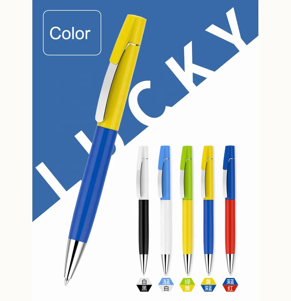 Buona promozione di alta qualità logo penna a sfera inchiostro blu colore metallico clip in metallo twist plastica nero penne personalizzate