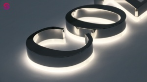 LEDライト付き3DゴールドカラーLEDバックライトレターサイン車や企業向けチャネルレターサイン - Product Image 4