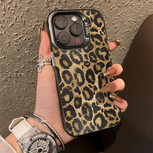เคสโทรศัพท์ PC แบบแข็งพิมพ์ลายเสือดาวสีน้ำตาลสุดหรูสำหรับ iPhone 15 14 13 11 Plus Pro MAX กรอบสีเสือดาว - Product Image 4