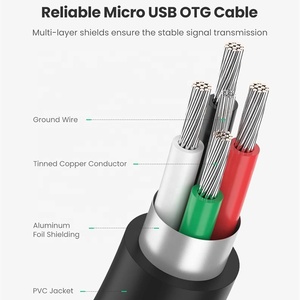 Micro V8 USB maschio a USB 2.0 femmina cavo adattatore OTG per telefono Android giacca in PVC per uso della fotocamera e del Computer - Product Image 6
