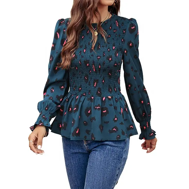 Женские Топы с длинным рукавом, пикантные женские шифоновые блузки 2023 весны и осени, блузка и рубашка с цветочным принтом и оборками