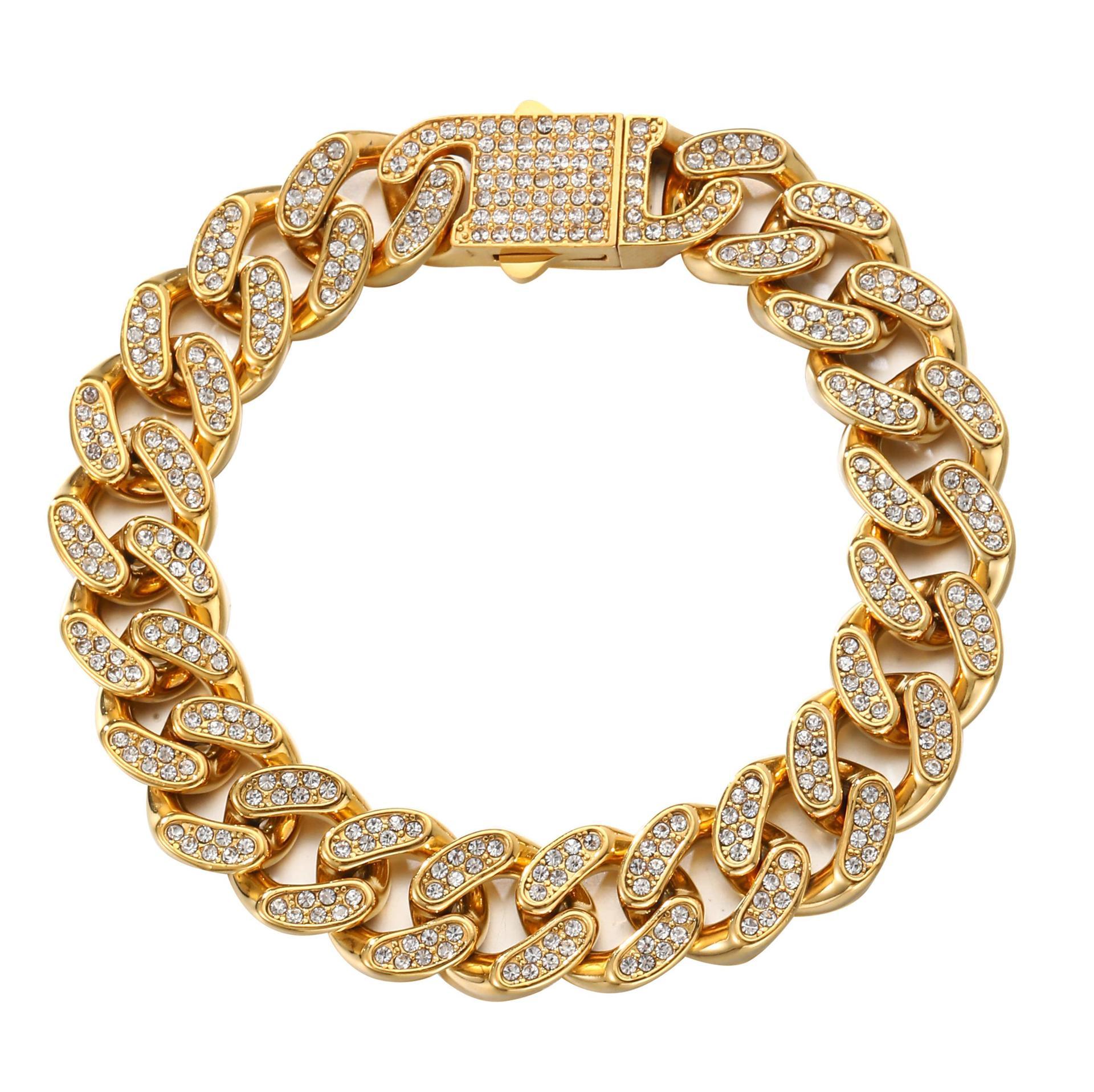 C5005 pulsera de diamantes de oro-18 cm
