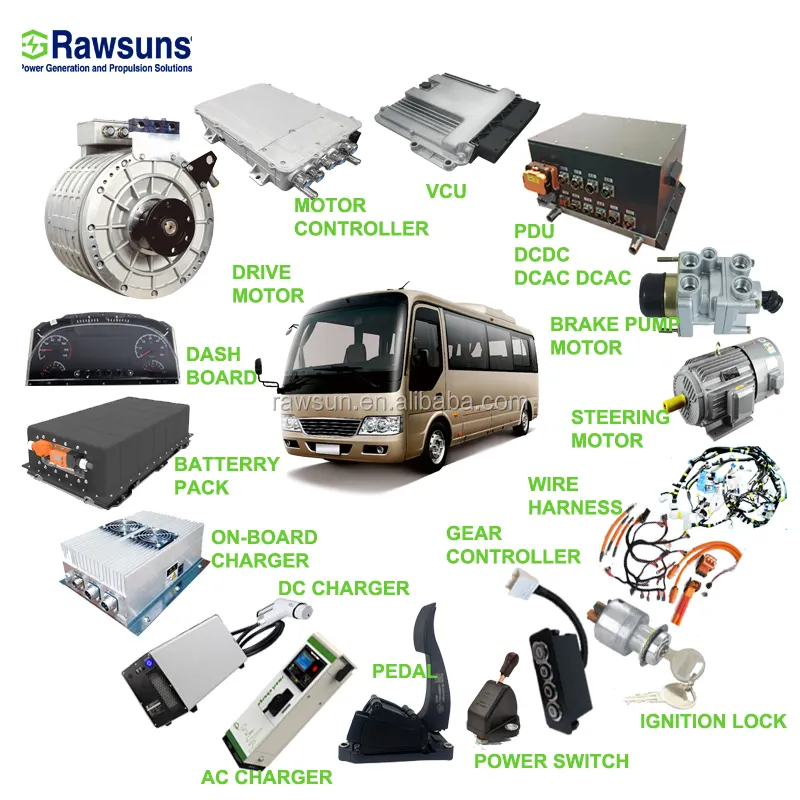 Rawsun 100Kw 200Kw عالية محرك كهربائي سريع EV تحويل عدة سيارة كهربائية عدة ل حافلة/شاحنة