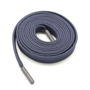 Cordones planos de poliéster de diseño de fábrica con logotipo Sudadera con capucha con cordón personalizada con puntas de silicona, extremo de puntas de plástico