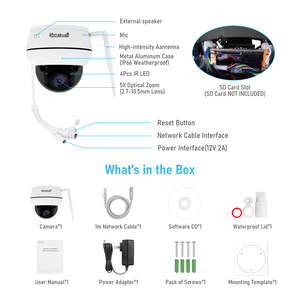 JideTech 1080P Wifi 2,5 pulgadas Wifi Cámara Ip 25fps IP 5X Zoom óptico Cámara Domo Seguridad al aire libre - Product Image 6
