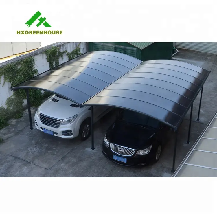 2-post auto luifel outdoor dubbel design aluminium carport met gebogen polycarbonaat dak