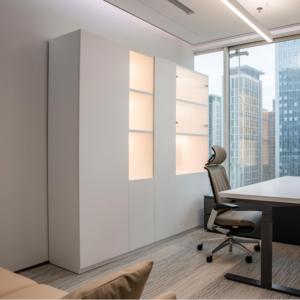 Gỗ rắn Veneer bảng lưu trữ tủ với ánh sáng LED hiện đại nội thất văn phòng kệ trưng bày cho các trường học và hội thảo sử dụng - Product Image 2