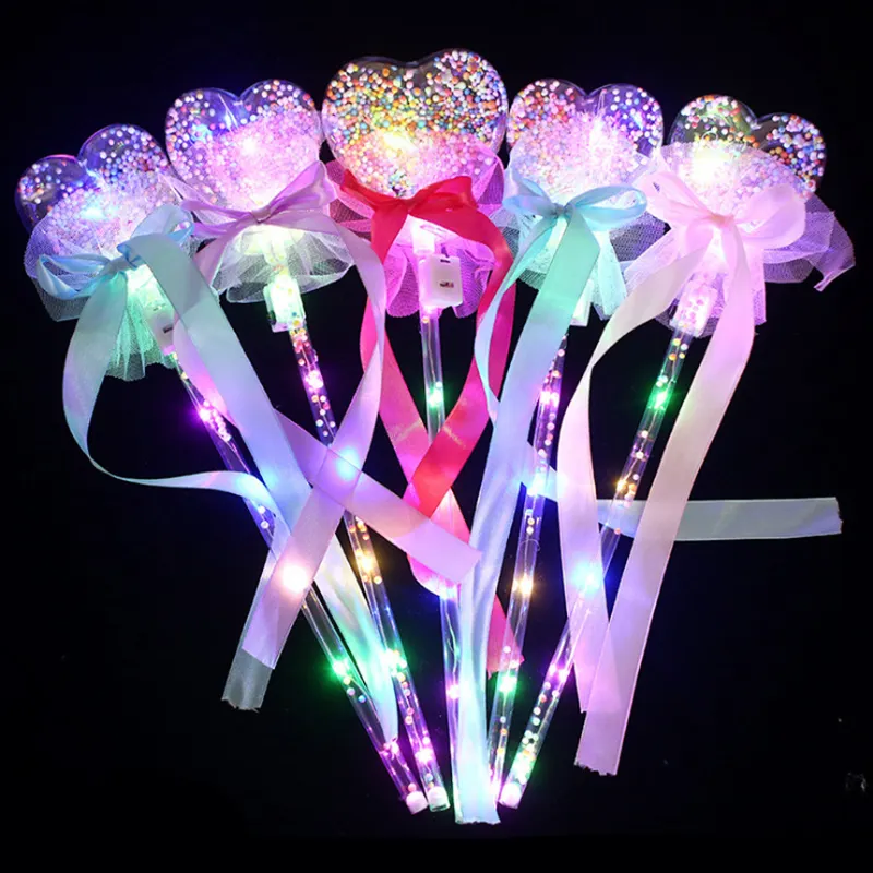 Venta caliente Light Up Bobo Handles Plastic Glowing Magic Wand Led Flashing Fairy Stick Toy