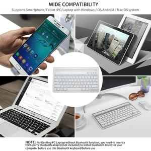 Teclado inalámbrico Universal multidispositivo de doble canal, recargable por Bluetooth con soporte resistente para Tablet, Smartphone, PC y Windows - Product Image 5