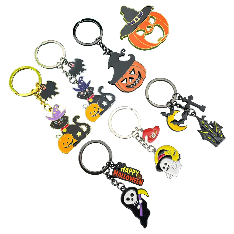 Traitement et personnalisation du porte-clés Halloween Cartoon Funny little Ghost Pumpkin Monster Halloween Small Gift Keychain Pendant