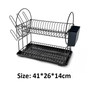 Pas geçirmez ev mutfak depolama küçük depolama rafları büyük kapasiteli çanak raf Drainboard ve döner emzik ile - Product Image 6
