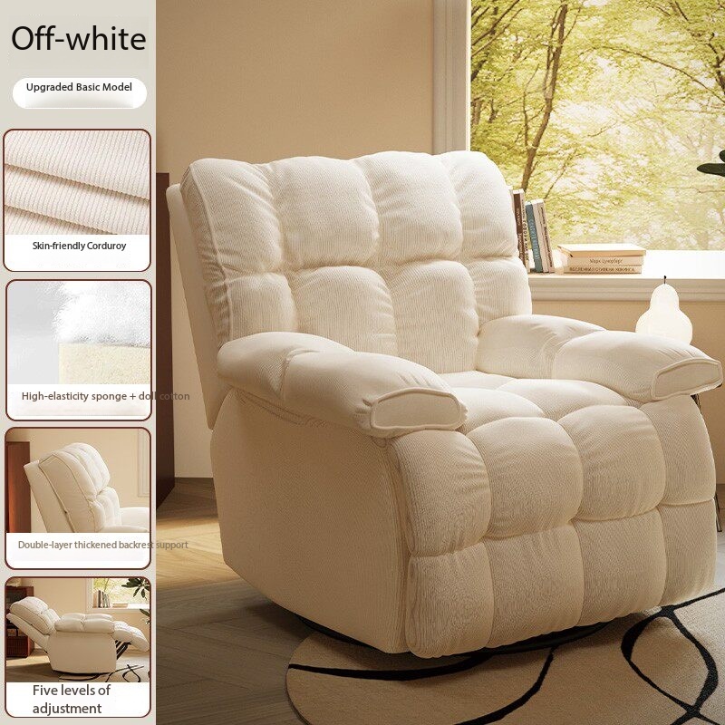 Silla de pana ajustable de 5 niveles (estilo fijo) - Blanco