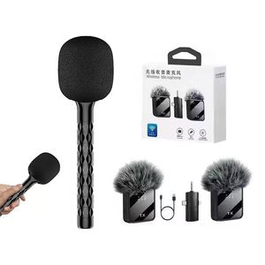 2mic 3 In1 Không Dây Mic Cầm Tay Chủ <span class=keywords><strong>Stick</strong></span> Ve Áo Microphone Điện Thoại Máy Ảnh Studio Vlog Video Ghi Âm Phỏng Vấn Microphone Kit - Product Image 2