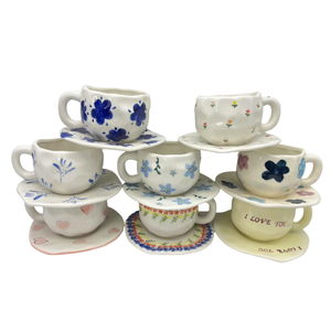 Ins Ceramic Coffee <strong>Cup</strong> Light Luxury Hand Painted Afternoon Tea <strong>Cup</strong> And Saucer Set Irregular Mug - Product Image 2