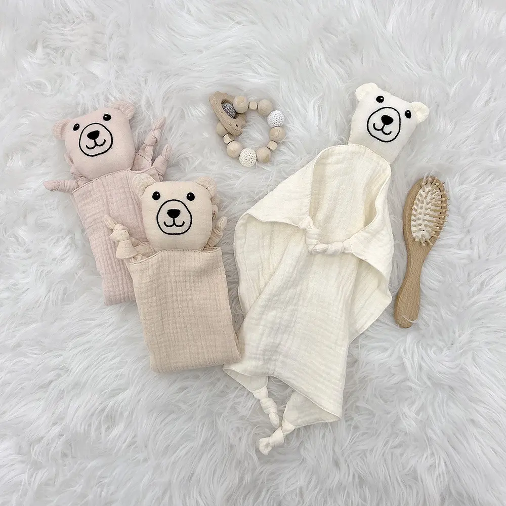 CHEER pamuk örme battaniye Muslin bebek yorgan örme güvenlik uyku peluş oyuncak yeni doğan dolması hayvan rahatlatıcı battaniye