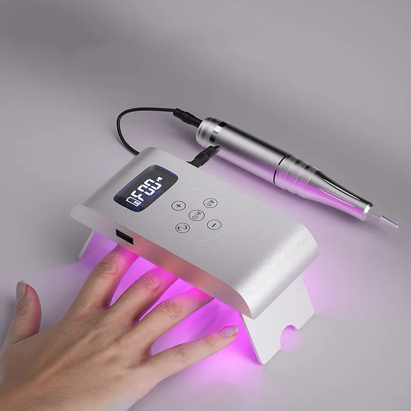 Taladro eléctrico para manicura y pedicura 2 en 1, 35000rpm, máquina de pulido de uñas, taladro portátil inalámbrico, lámpara led uv recargable