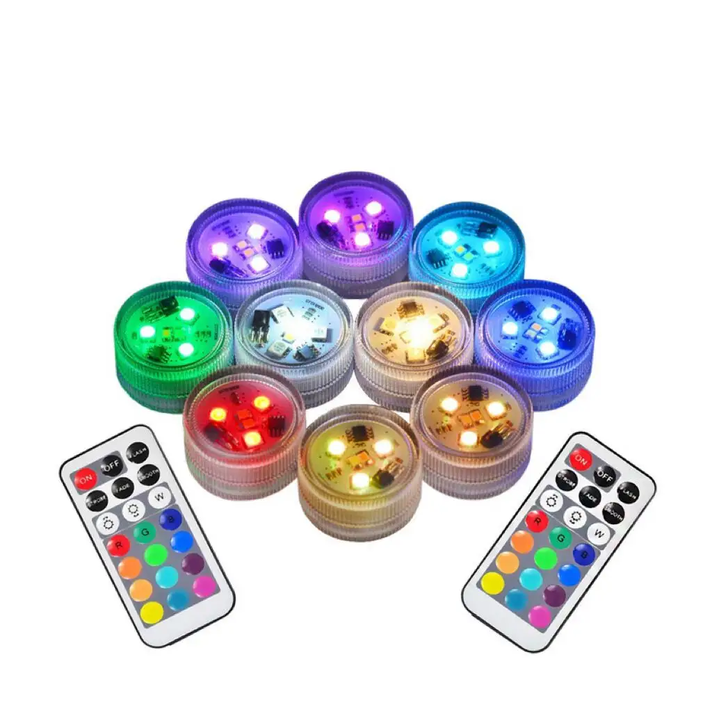 Prezzo all'ingrosso piccola batteria subacquea Tea Lights RGB Multicolor LED IP68 80 ABS 100w luce Led impermeabile per piscina