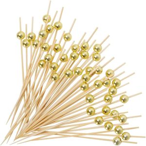 Handmade món khai vị xiên tre bóng trang trí Cocktail Pick Vàng Sliver trái cây uống bánh Picks <span class=keywords><strong>Sticks</strong></span> - Product Image 4
