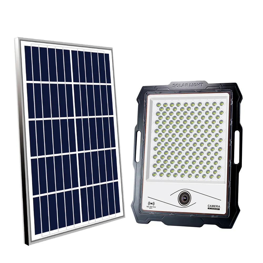 الطاقة الشمسية الاستشعار مصباح الفيضانات الأمنية الشمسية في الهواء الطلق الأضواء الكاشفة 100W 200W 300W 400W مع الكاميرا