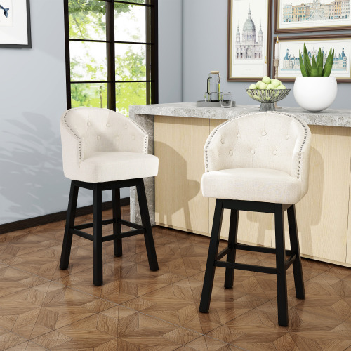 Beige + Tissu + Bois d'hévéa + Mousse