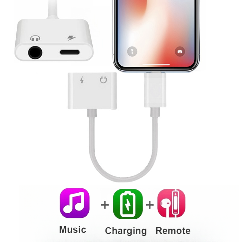 2 in1 IOS 8pin à la charge + 3.5mm blanc