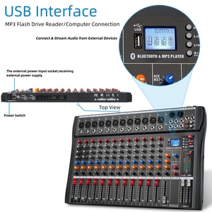 Depusheng DX12 Professional Mixer Console 48V Phantom Power USB MP3 <strong>Input</strong> DJ Sound <strong>12</strong> Channel <strong>Audio</strong> Mixer - Product Image 2