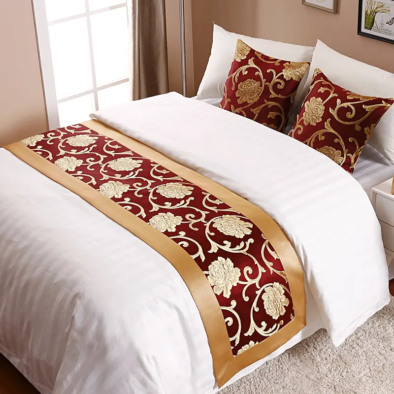 Personalizado padrão impressão hotel queen e king tamanho cama lenço corredor