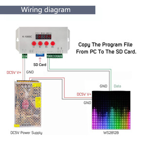 DC5-24V programmier bare K-1000C-LED-Pixel-Controller mit SD-Karte DMX512 WS2811 Neue T-1000S-ICs für DMX512 LED-Beleuchtungs projekte