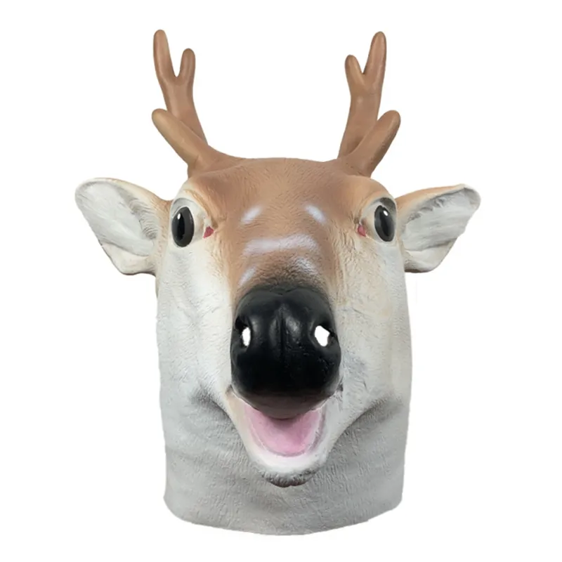 Deer Mask Animal Head Helmet Giraffe Masks Full Over Head Mask Deluxe Costume Party for Christmas Halloween