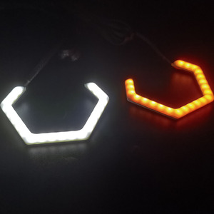 RGB kovalayan dönüş sinyal ışığı LED far melek göz altıgen Halo yüzükler 9-30V DRL araba motosiklet projektör Lens için - Product Image 4