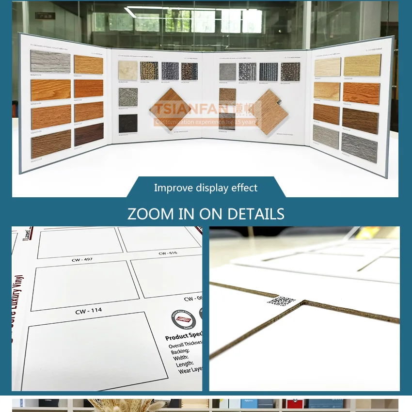 NEW design Portable wooden floor Cardboard Tile Granite Ceramic  Book Stone Display Folder Quartz Sample Catalogue tile sample