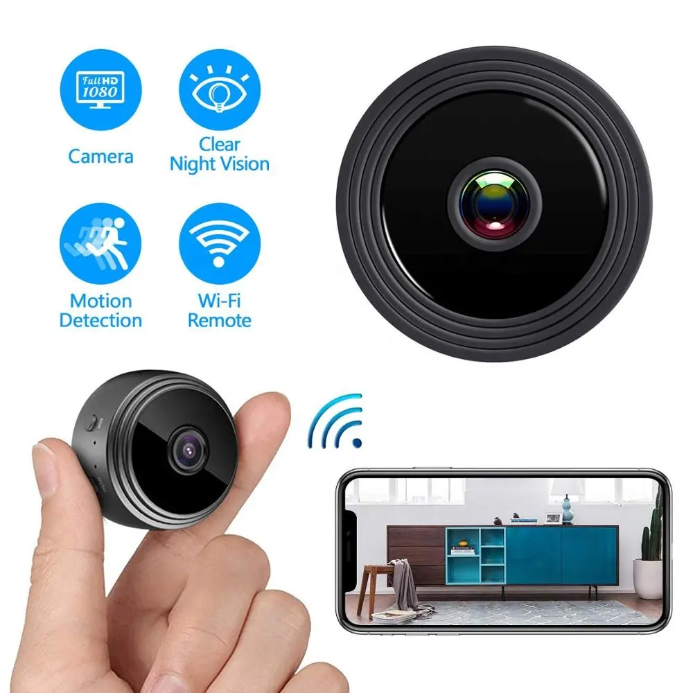 Kamera CCTV A9 Full Wifi, dengan Magnet Penglihatan Malam 1080P Kamera Pengawas Pengasuh Kamera IP