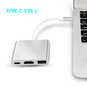 Adaptador USB C a HDMI 3 en 1 Hub multipuerto tipo C a HDMI 4K, USB 3,0 y USB C Adaptador convertidor de puerto de carga de entrega de energía