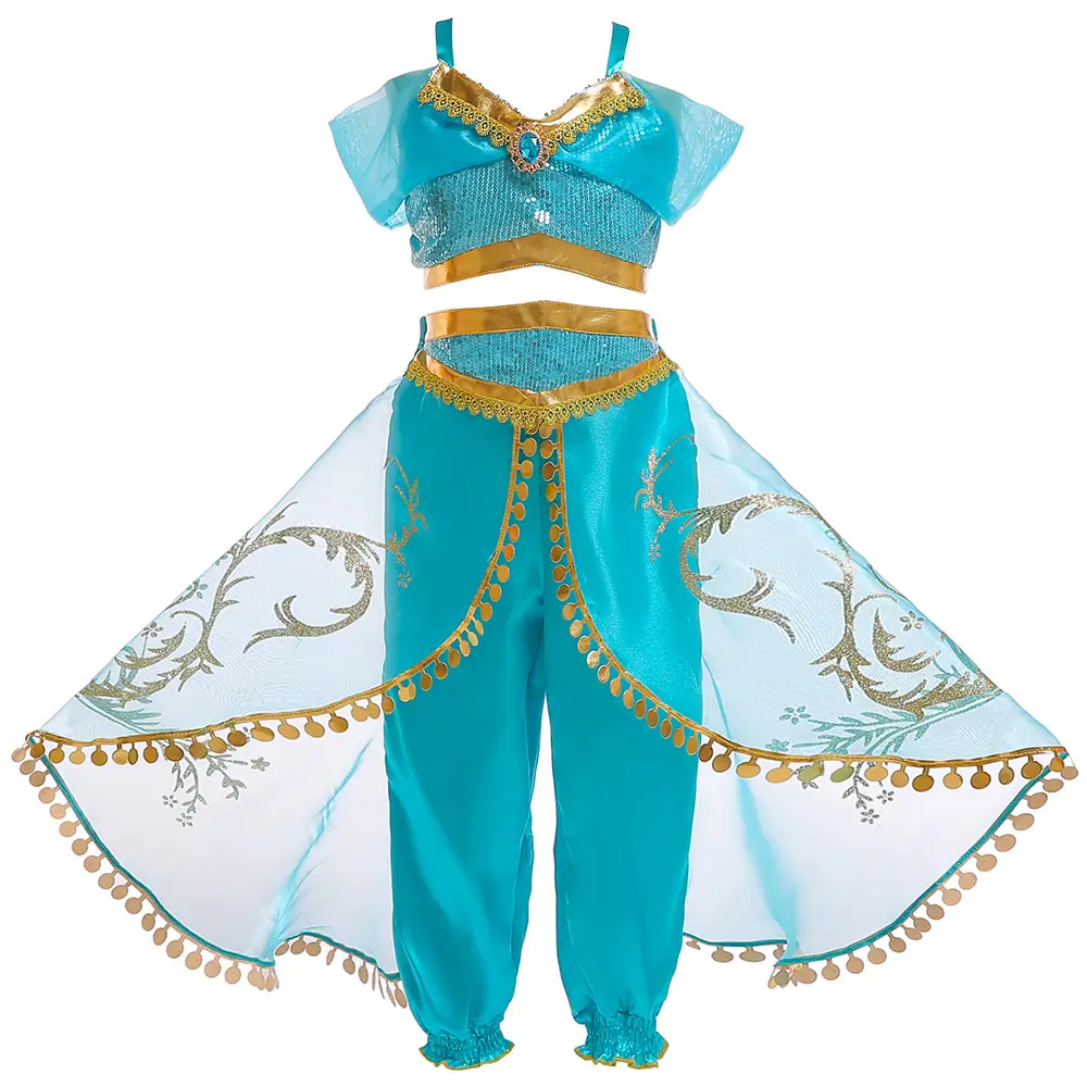 Costume da principessa Jasmine costume Aladdin Cosplay Party Clothing compleanno per bambini Costume da festa di Halloween