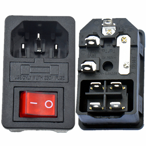 10A ช่องเสียบปลั๊กไฟ250V AC DB-14-F ปลั๊กไฟพร้อมสวิตช์โยกสีแดงและช่องใส่ฟิวส์3/4ขา KC IEC 320ช่อง C14เข้า - Product Image 6