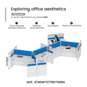 高品质电脑站立桌呼叫中心隔间办公工作站分区，适用于4座 - Product Image 3