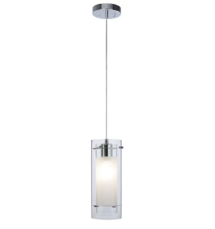 Mini lámpara colgante contemporánea, cilindro de doble cristal, lámpara colgante de cocina