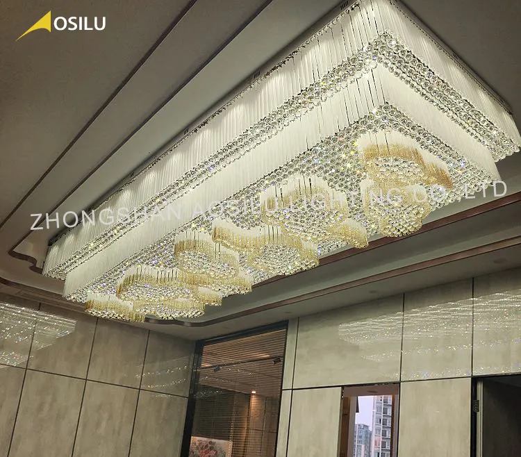 Design professionale hall di alta qualità hall per banchetti illuminazione decorativa personalizzato lampadario su larga scala soffitto a LED in cristallo