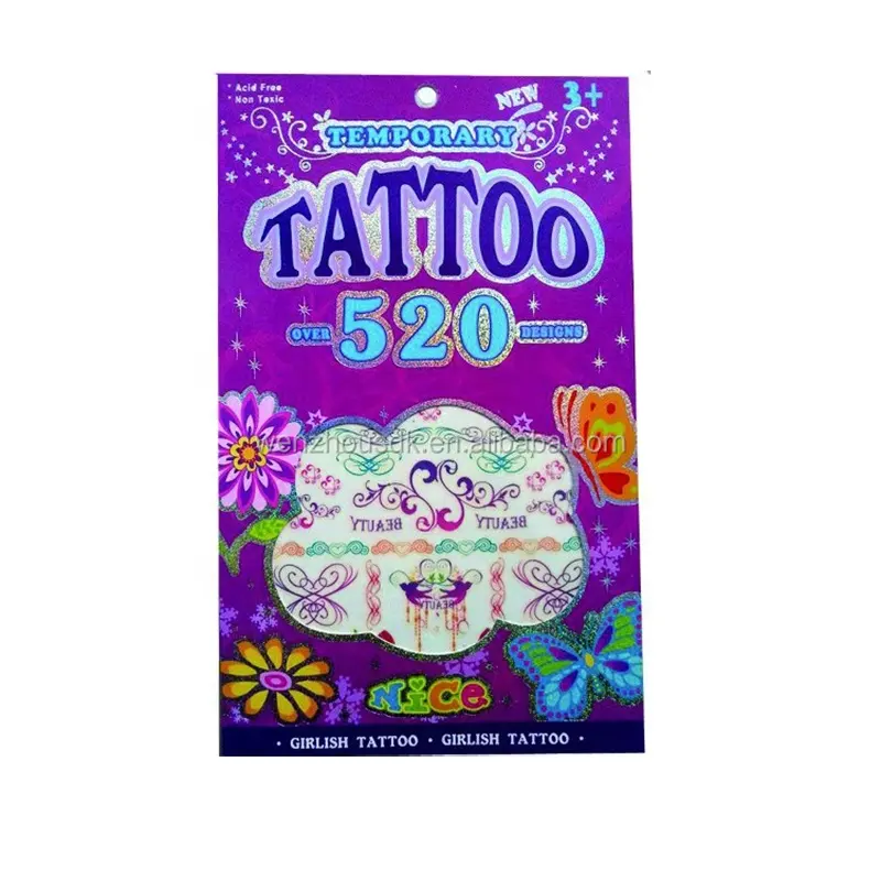 Glitter kinder benutzerdefinierte tattoo buch/temporäre tattoo aufkleber