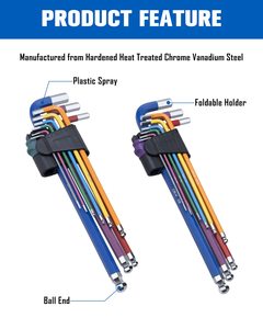 Katlanabilir tutucular ile 18-Piece alyan anahtarı takımı ekstra uzun kol top End Allen anahtarı Set - Product Image 3