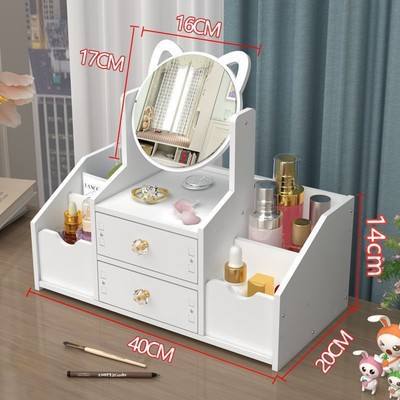Large double-sided double-drawer cat-ear mirror