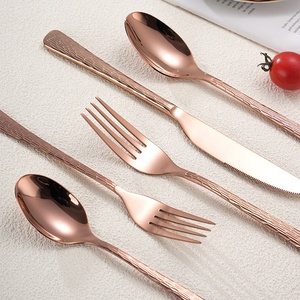 Cheap Tree <strong>Pattern</strong> Knife <strong>Spoon</strong> <strong>Fork</strong> Set Fancy Kitchen Silverware Stainless Steel 5 Pcs Gold Silverware Cutlery Set - Product Image 2