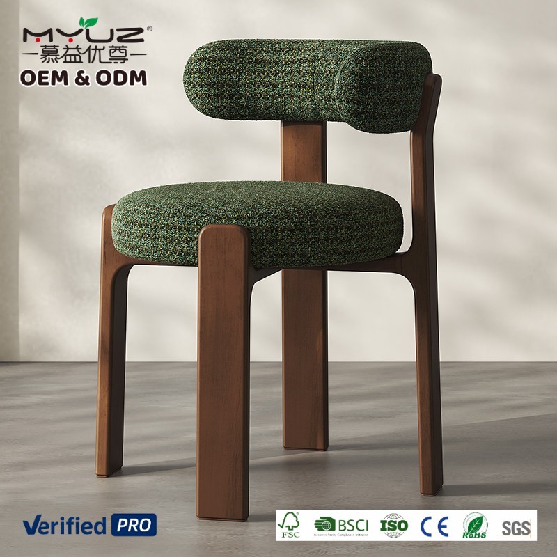 Noyer + tissu chenille vert foncé de qualité supérieure