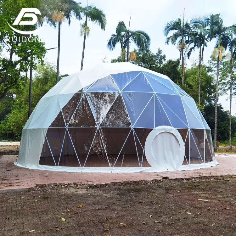 Barato usado Material de aluminio transparente impermeable PVC casa Hotel fiesta marquesina cúpula geodésica al aire libre bola tienda campamento para eventos
