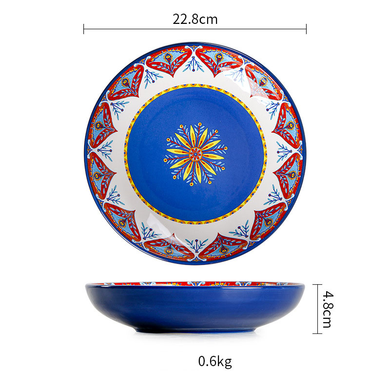 Assiette creuse bleue de 9 pouces