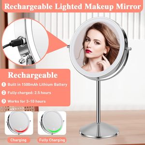 工厂OEM双面桌面浴室浴缸放大镜Led化妆镜带led灯化妆镜带灯 - Product Image 4