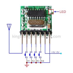 Receptor y transmisor inalámbrico de 433 Mhz, Control remoto, código de aprendizaje, módulo de decodificación 1527, salida de 4 canales con botón de aprendizaje - Product Image 1
