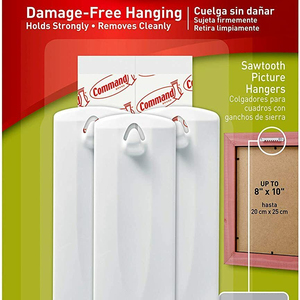 <strong>Command</strong> Wire-Back Frame Hanger <strong>Command</strong> Sawtooth Picture Hanger White with <strong>Command</strong> Mounting Refill Strips - Product Image 2